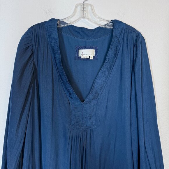 Anthropologie Blue Slip Dress Minimalist Oversized Long Sleeve Large - Picture 3 of 9